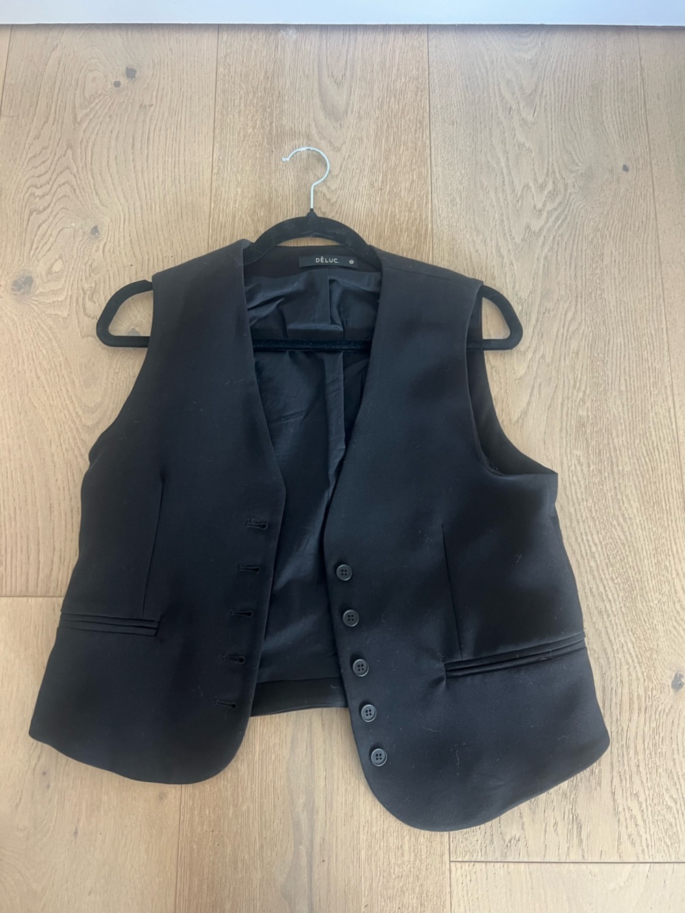 Deluc Black Tailored Women's Vest with Five-Button Front